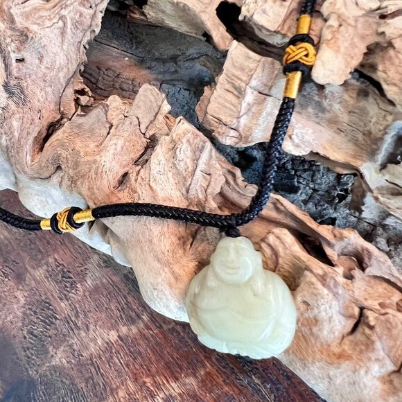 Carved Jade Buddha Necklace - Picture 2 of 10